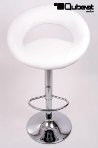 Designer Barstool  white padded height adjustable by gas lift action - "Clemens"