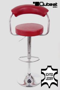 Designer Barstool wine red REAL LEATHER height adjustable by gas lift action