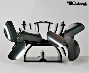 Doppelventilator fr Kaminfen, Ofenventilator, silberfarben, 6 Rotorbltter, stromlos - umweltfreundlich 13 cm