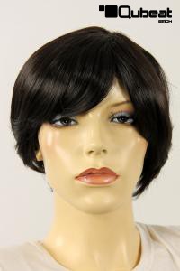 Dunkelbraune, kurze Frauenper�cke mit Seitenscheitel