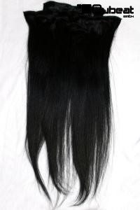 Echthaar Extensions Set 7-teilig schwarz 46cm