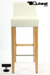 Edler Holzbarhocker Barhocker Holz wei Holzgestell Natur mit verstellbaren Bodengleitern und Rckenlehne "Chris"