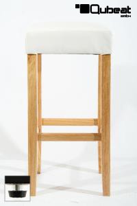 Edler Holzbarhocker Barhocker Holz wei Holzgestell Natur verstellbare Bodengleiter "Ben"