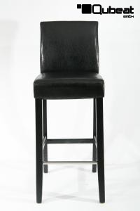 Edler Holzbarhocker, Barhockerholz, schwarz Holzgestell, Holzbarhocker Schwarz mit Lehne "Michael"