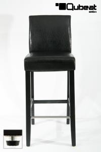 Edler Holzbarhocker, Barhockerholz, schwarz Holzgestell, Holzbarhocker Schwarz mit Lehne und verstellbaren Bodengleitern   "Michael"