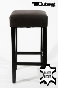 Edler Holzbarhocker braun Holzgestell Schwarz ECHT LEDER "Ben"