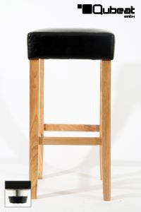 Edler Holzbarhocker schwarz Barhocker Holz Holzgestell Natur mit verstellbaren Bodengleitern "Ben"