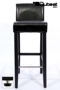 Edler Holzbarhocker schwarz Holzgestell Barhocker Holz Schwarz mit Lehne und verstellbaren Bodengleitern "Chris"