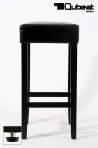 Edler Holzbarhocker schwarz Holzgestell Schwarz Barhocker Holz mit verstellbaren Bodengleitern "Ben"