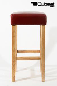 Edler Holzbarhocker weinrot Barhocker Holz Holzgestell Natur "Ben"