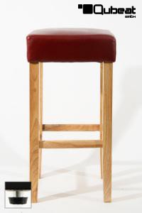 Edler Holzbarhocker weinrot Barhocker Holz Holzgestell Natur mit verstellbaren Bodengleitern  "Ben"