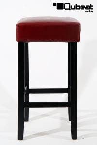 Edler Holzbarhocker weinrot Barhocker Holz Holzgestell Schwarz "Ben"