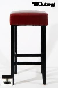 Edler Holzbarhocker weinrot Barhocker Holz Holzgestell Schwarz Bodengleiter verstellbar "Ben"