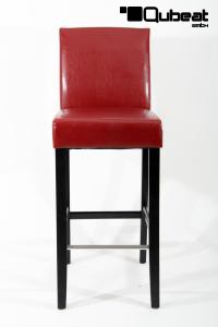Edler Holzbarhocker weinrot Holzgestell Barhocker Holz Schwarz mit Lehne "Michael"