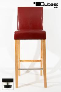 Edler Holzbarhocker weinrot Holzgestell Barhocker Naturholz mit Lehne, verstellbare Bodengleiter "Michael"