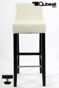Edler Holzbarhocker wei Holzgestell Barhocker Holz Schwarz mit verstellbaren Bodengleitern und Rckenlehne "Chris"