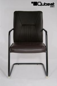 Freischwinger Kunstleder braun gepolstert, schwarz - "Seattle" B-Ware