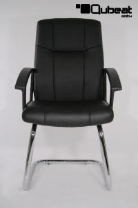 Freischwinger Kunstleder schwarz gepolstert, chrome -"Boston"