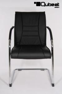Freischwinger Kunstleder schwarz gepolstert, chrome B-WARE -"Chicago"
