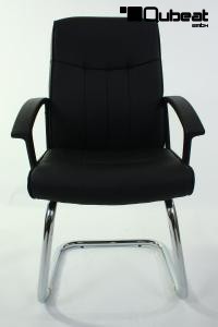 Freischwinger Kunstleder schwarz gepolstert, chrome -"Dallas"