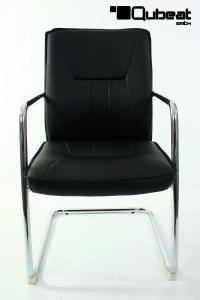Freischwinger Kunstleder schwarz gepolstert, chrome - "Seattle"