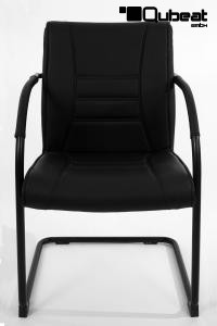 Freischwinger Kunstleder schwarz gepolstert, schwarz B-WARE -"Chicago"