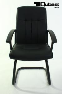Freischwinger Kunstleder schwarz gepolstert, schwarz -"Dallas"