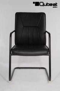 Freischwinger Kunstleder schwarz gepolstert, schwarz - "Seattle" B-Ware