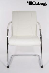 Freischwinger Kunstleder wei gepolstert, chrome B-WARE - "Chicago"