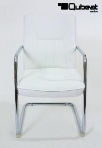Freischwinger Kunstleder wei gepolstert, chrome -"Seattle"