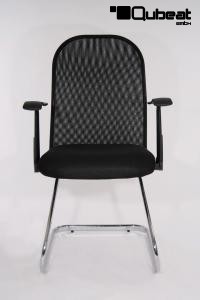 Freischwinger Mesh schwarz mit Armlehne. chrome -"Miami"