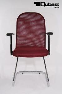 Freischwinger Mesh weinrot mit Armlehne, chrome -"Miami"