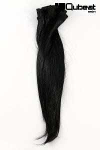 Glatte schwarze Clip-In-Extensions