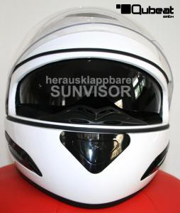 Integral Helmet, Motorcycle Helmet, Sunvisor - White, Size M