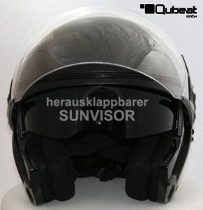 Jet Helmet, Motorcycle Helmet, Sunvisor - Dull Black, Size XL