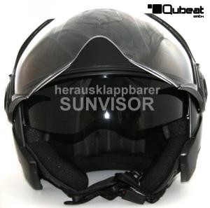 Jet Helmet, Motorcycle Helmet, Sunvisor - Dull Black, Size XXL