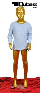 Kinder Schaufensterpuppe gold Schaufensterfigur Mannequin Kind Junge modelliertes Haar