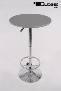 London Bistro Table silver, Round Glass Board, PVC-coated, height-adjustable Footrest-