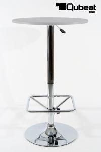 London Bistro Table silver, Round Glass Board, PVC-coated, height-adjustable Footrest-