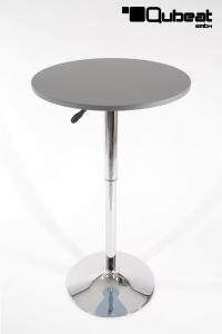 London Bistro Table silver, Round Glass Board, PVC-coated, height-adjustable-