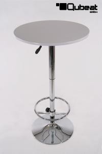 London Bistro-Table White, Round Board, PVC-coated, height-adjustable Footrest-
