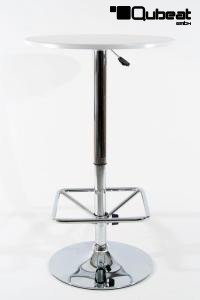 London Bistro-Table White, Round Glass Board, PVC-coated, height-adjustable Footrest-