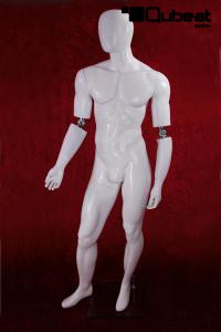 Male Mannequin with moveable Arms, white shining