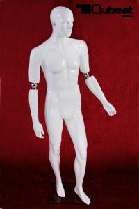 Male Mannequin with moveable Arms, white-shining
