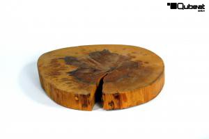 Massivholzplatte 5 cm Echtholz, Baumkante  40-45 cm, gelt, Made in Germany Unikat