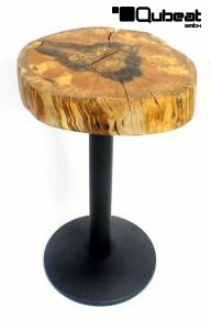 Massivholztisch, 10cm Naturholzplatte, Massivholzplatte Echtholztisch, Baumkante  40-50 cm, gelt, Hhe 115 cm Made in Germany Unikat