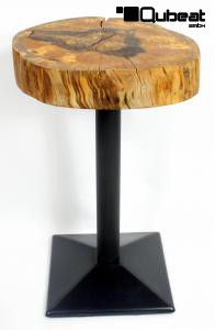 Massivholztisch, 10cm Naturholzplatte, Massivholzplatte Echtholztisch, Baumkante  40-50 cm, gelt, Hhe 115 cm Made in Germany Unikat