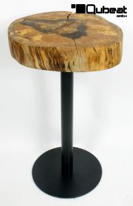 Massivholztisch, 10cm Naturholzplatte, Massivholzplatte Echtholztisch, Baumkante  40-50 cm, gelt, Hhe 115 cm Made in Germany Unikat