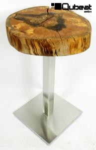 Massivholztisch, 10cm Naturholzplatte, Massivholzplatte Echtholztisch, Baumkante  40-50 cm, gelt, Hhe 115 cm Made in Germany Unikat