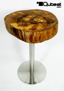 Massivholztisch, 10cm Naturholzplatte, Massivholzplatte Echtholztisch, Baumkante  40-50 cm, gelt, Hhe 82 cm Made in Germany Unikat